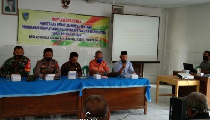 MUSYAWARAH DESA PENETAPAN PERUBAHAN KE 4  APBDESA  ROWOKELE TAHUN 2020 DAN MUSYAWARAH DESA KHUSUS PENETAPAN CALON PENERIMA BLT-DD TAHAP 3